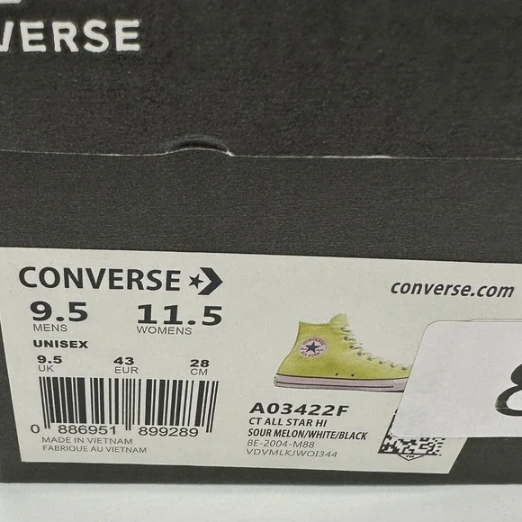 Converse Chuck Taylor Shoes Unisex Mens 9.5 Womens 11 Green Sneaker‎ A03422F NEW - Picture 9 of 10